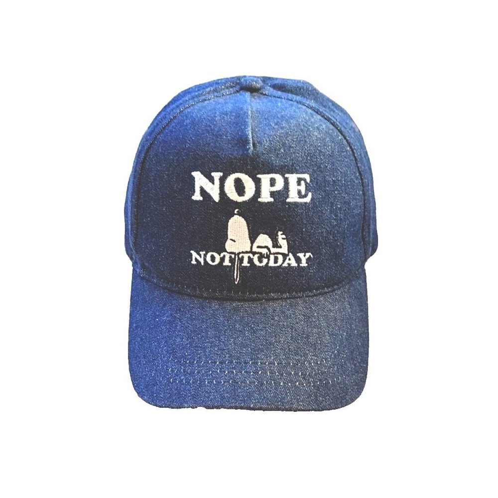 Peanuts Snoopy "Nope Not Today" Blue Denim Baseball Cap Adjustable Snapback